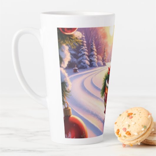 休暇中におそりに乗るフクロウ カフェラテマグ (インサイチュ)