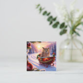 休暇中におそりに乗るフクロウ スクエア名刺 (スタンド正面)