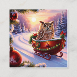 休暇中におそりに乗るフクロウ スクエア名刺