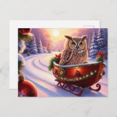 休暇中におそりに乗るフクロウ ポストカード (正面/裏面)