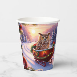 休暇中におそりに乗るフクロウ 紙コップ