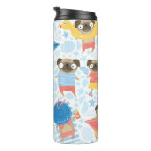 休暇中にかわいいパグ。～に漫画のパグが付いた模様 タンブラー (回転右)