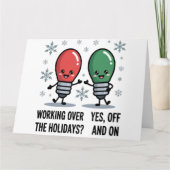 休暇中に仕事 クリスマス 面白いジョーク カード (正面)