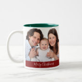 休暇中のクリスマスファミリーの作成2枚の写真 ツートーンマグカップ (左)