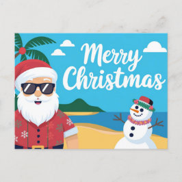 休暇中のサンタクロースにクリスマスの挨拶 シーズンポストカード
