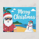 休暇中のサンタクロースにクリスマスの挨拶 シーズンポストカード (正面)