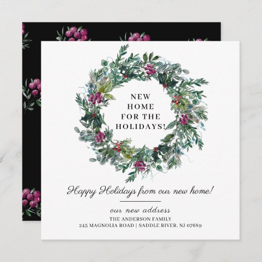 休暇中の新しいホーム引っ越しアナウンス 招待状 (正面/裏面)