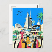 休暇中の猫が訪れる ポストカード (正面/裏面)