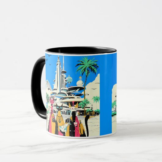 休暇中の猫が訪れる マグカップ (正面左)