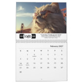 休暇中の猫 – ビジネスギフトのロゴを追加 カレンダー (2月 2027)