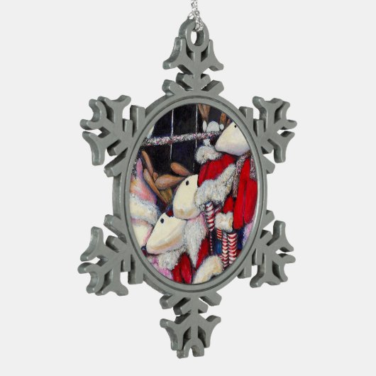 休暇中の現実 スノーフレークピューターオーナメント (左)