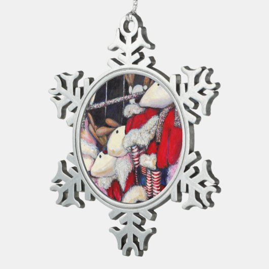 休暇中の現実 スノーフレークピューターオーナメント (右)