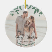 休暇先ファミリーフォトクリスマス セラミックオーナメント (裏面)