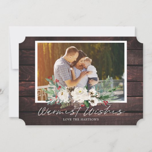 休暇写真 |編集可能素朴クリスマスカード 招待状 (正面)