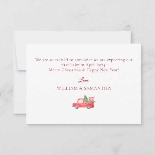 休暇妊娠告知クリスマスカード サンキューカード (裏面)