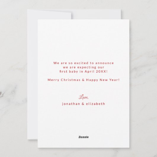 休暇妊娠最高の発表ギフトカード シーズンカード (裏面)