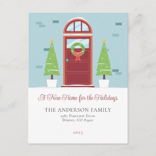 休暇引越しのお知らせクリスマスカード シーズンポストカード (正面)