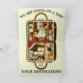 休暇旅行のアナウンスヴィンテージトランクテンプレート カード (内部)