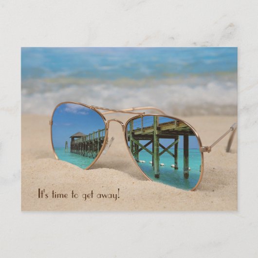 休暇旅行サングラス反射 ポストカード (正面)