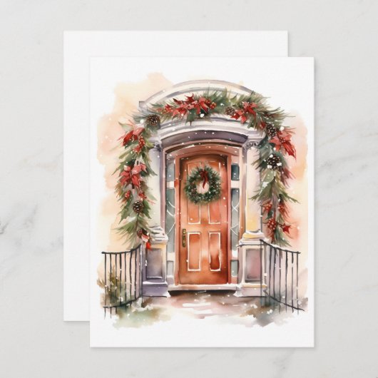 休暇用に飾られたクリスマスグリーティングカード シーズンカード (正面/裏面)