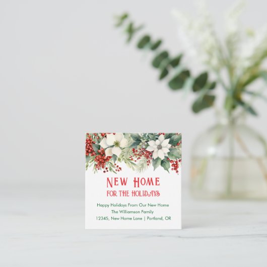 休暇用の新しいホーム引越し通知 エンクロージャーカード (スタンド正面)