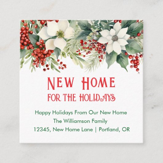 休暇用の新しいホーム引越し通知 エンクロージャーカード (正面)