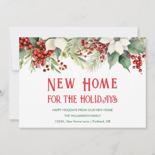 休暇用の新しいホーム引越し通知 シーズンカード (正面)