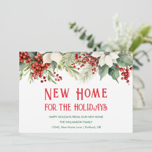 休暇用の新しいホーム引越し通知 シーズンカード (スタンド正面)