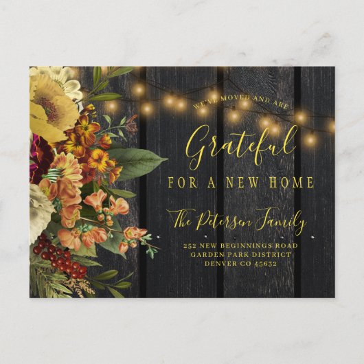 休暇用の新しい家サンクスギビング 案内ポストカード (正面)