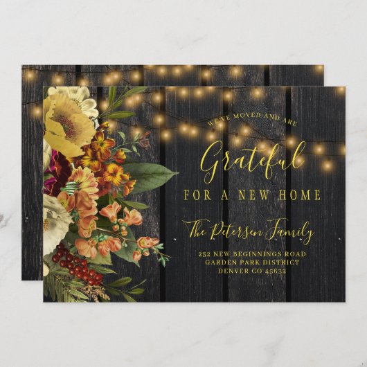 休暇用の新しい家サンクスギビング 案内状 (正面/裏面)