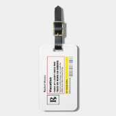 "休暇規定"のパーソナライズなLugg。 ラベル ラゲッジタグ (正面縦)