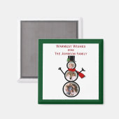 休暇雪だるま写真テンプレートの個人用設定 マグネット (正面/裏面)