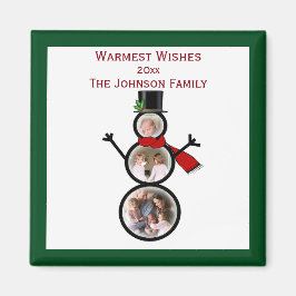 休暇雪だるま写真テンプレートの個人用設定 マグネット