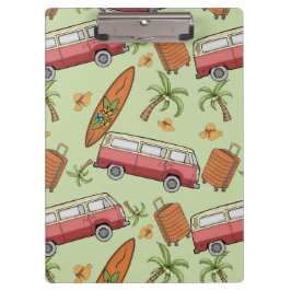 休暇、サーフボード、およびパームツリークリップボード クリップボード