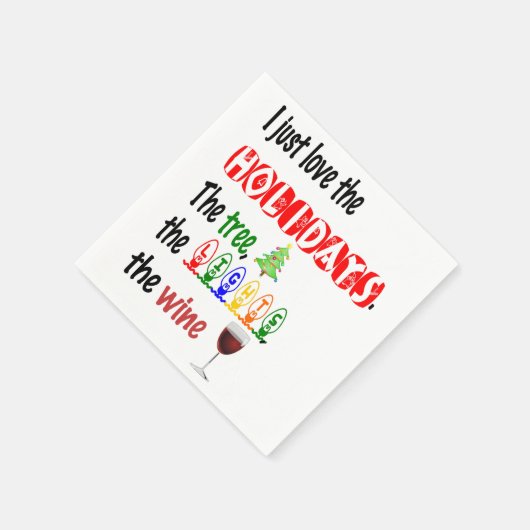 休暇、木、ライト、ワインを愛する スタンダードカクテルナプキン (角)
