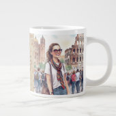 休暇,美しい女性の休暇でローマ,イタリア ジャンボコーヒーマグカップ (右)