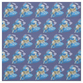 "休暇"、Decoのイタリアン・グレーハウンドの青 ファブリック (見本)