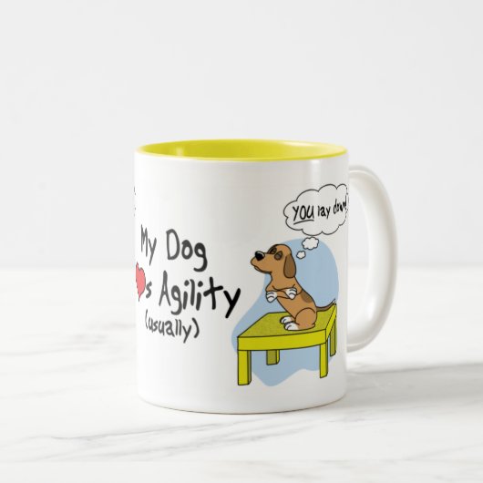 休止のテーブルの敏捷のユーモアのマグ ツートーンマグカップ (正面右)
