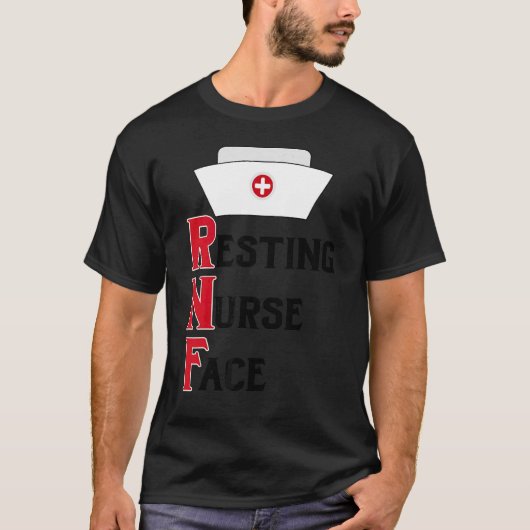 休止ナース顔キャップRnfナース Tシャツ (正面)