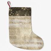 休素朴日 |白エレガント金ゴールド木目 スモールクリスマスストッキング (正面)