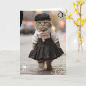 会いたいね 猫ちゃんグリーティング カード (黄色い花)