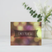 「会いたい顔」ゴールドピンクぼやけたボケ写真 ポストカード (スタンド正面)