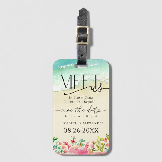 会う私たちのビーチフローラ書書日付を保存 ラゲッジタグ (正面縦)