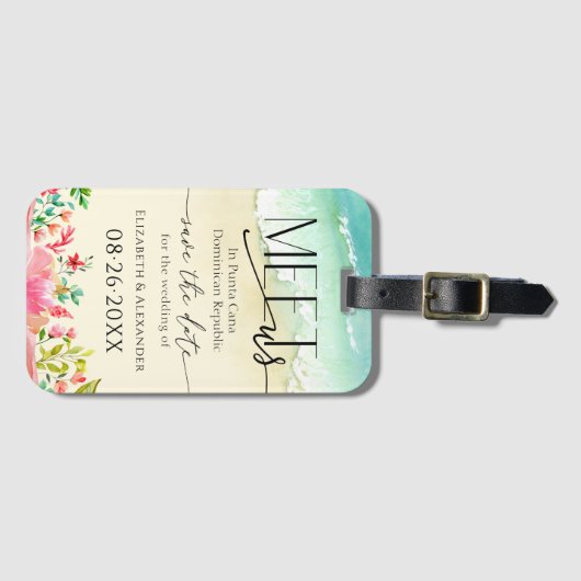 会う私たちのビーチフローラ書書日付を保存 ラゲッジタグ (正面横)