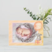 会う私の新生児発表オレンジ色のコアラのカード 招待状 (スタンド正面)