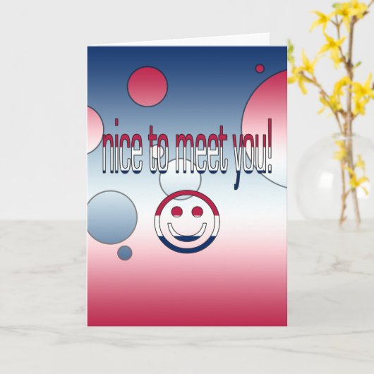 会えてうれしい! アメリカの旗はポップアートを着色します カード (黄色い花)