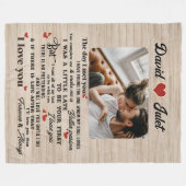 会った日パーソナライズされたのカスタム夫婦写真 フリースブランケット (正面(横))