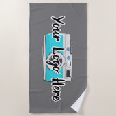 会カスタム社のロゴは独自のビジネスグレーを使用 ビーチタオル (正面)