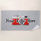 会カスタム社のロゴ独自のビジネスロゴ灰色を使用 ビーチタオル (正面)