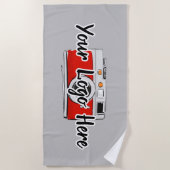 会カスタム社のロゴ独自のビジネスロゴ灰色を使用 ビーチタオル (正面)